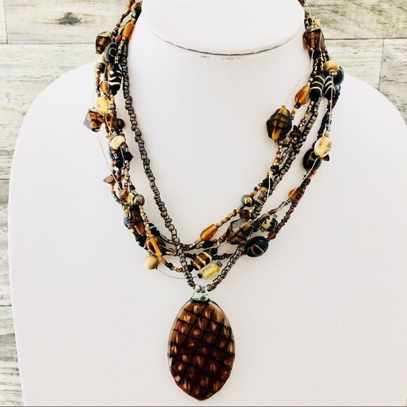 Chico’s Multi Strand Art Glass Pineapple Beads Necklace 4457 - Picture 5 of 6